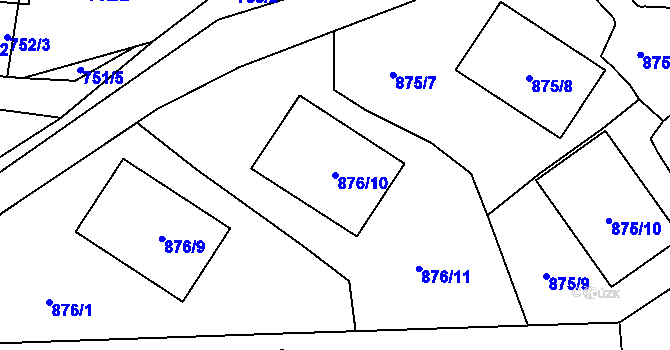 Parcela st. 876/10 v KÚ Starý Harcov, Katastrální mapa