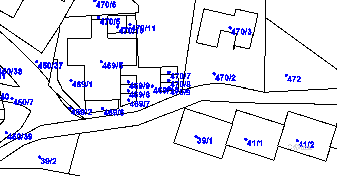 Parcela st. 470/9 v KÚ Starý Harcov, Katastrální mapa