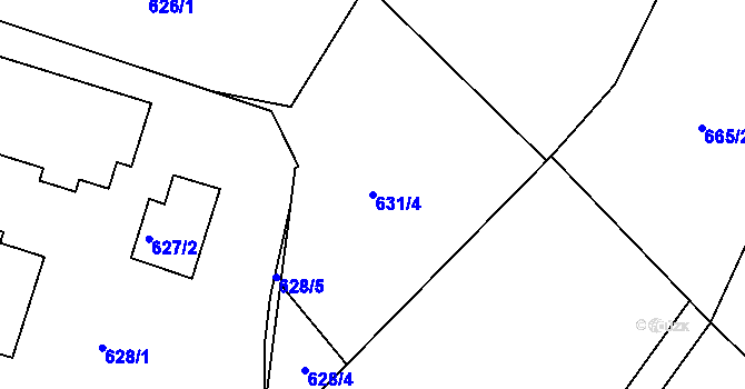 Parcela st. 631/4 v KÚ Starý Harcov, Katastrální mapa