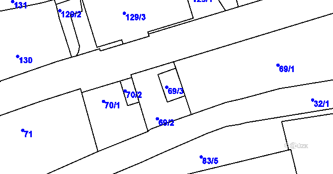 Parcela st. 69/3 v KÚ Starý Harcov, Katastrální mapa