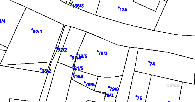 Parcela st. 79/3 v KÚ Starý Harcov, Katastrální mapa