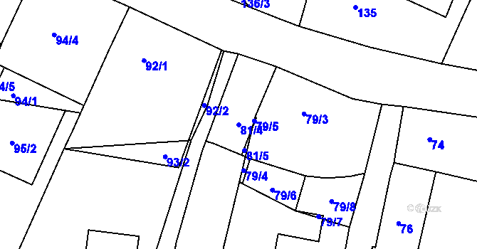 Parcela st. 81/4 v KÚ Starý Harcov, Katastrální mapa