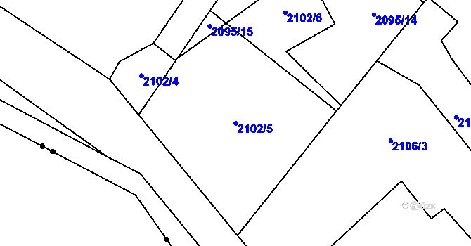 Parcela st. 2102/5 v KÚ Starý Harcov, Katastrální mapa