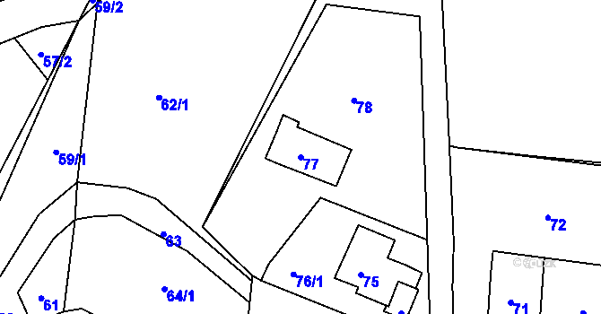 Parcela st. 77 v KÚ Kateřinky u Liberce, Katastrální mapa