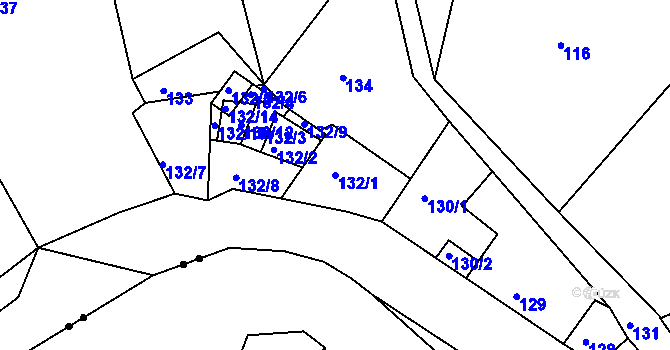 Parcela st. 132/1 v KÚ Kateřinky u Liberce, Katastrální mapa