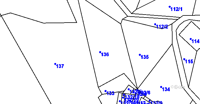 Parcela st. 136 v KÚ Kateřinky u Liberce, Katastrální mapa