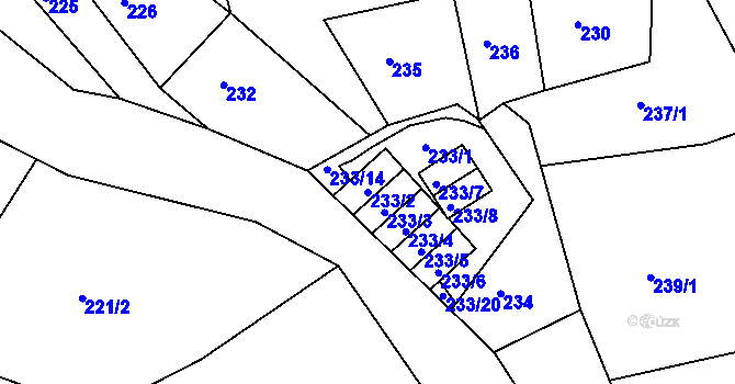 Parcela st. 233/2 v KÚ Kateřinky u Liberce, Katastrální mapa