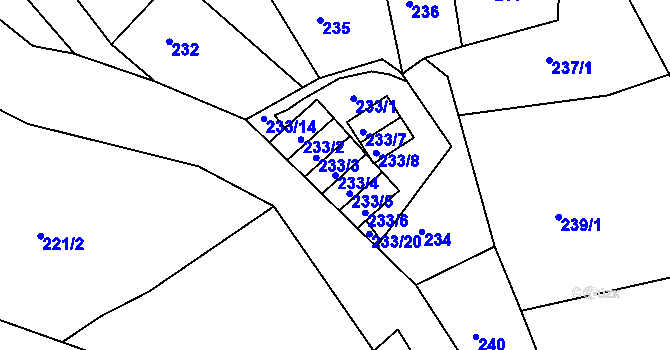Parcela st. 233/4 v KÚ Kateřinky u Liberce, Katastrální mapa