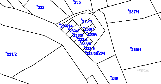 Parcela st. 233/5 v KÚ Kateřinky u Liberce, Katastrální mapa