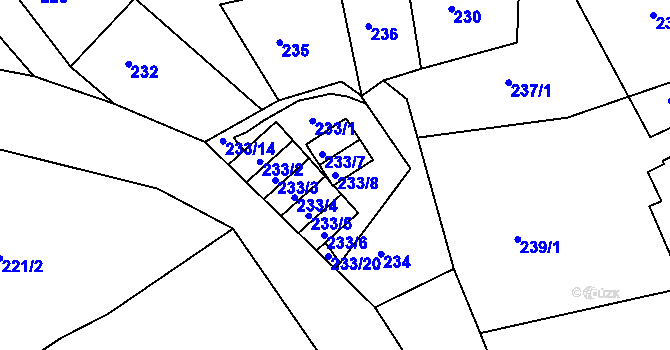Parcela st. 233/8 v KÚ Kateřinky u Liberce, Katastrální mapa