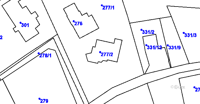 Parcela st. 277/2 v KÚ Kateřinky u Liberce, Katastrální mapa