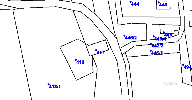 Parcela st. 417 v KÚ Kateřinky u Liberce, Katastrální mapa
