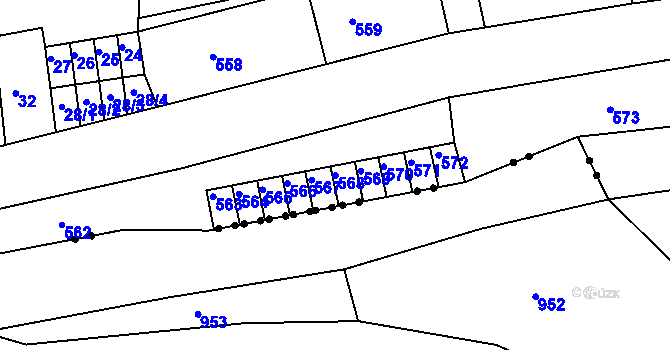 Parcela st. 568 v KÚ Kateřinky u Liberce, Katastrální mapa