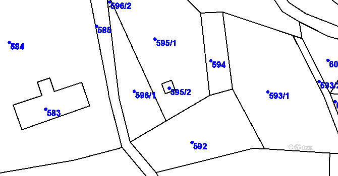 Parcela st. 595/2 v KÚ Kateřinky u Liberce, Katastrální mapa