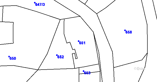 Parcela st. 651 v KÚ Kateřinky u Liberce, Katastrální mapa
