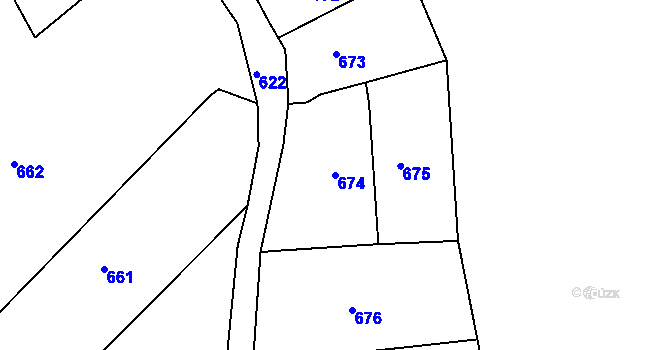 Parcela st. 674 v KÚ Kateřinky u Liberce, Katastrální mapa