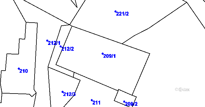 Parcela st. 209/1 v KÚ Kateřinky u Liberce, Katastrální mapa