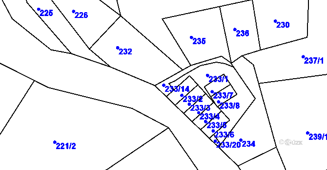 Parcela st. 233/14 v KÚ Kateřinky u Liberce, Katastrální mapa