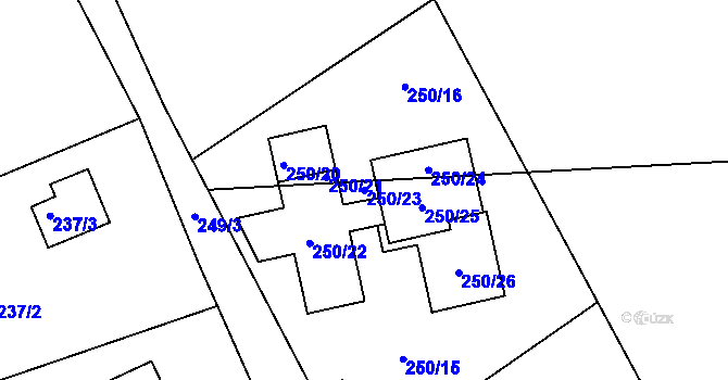 Parcela st. 250/23 v KÚ Kateřinky u Liberce, Katastrální mapa