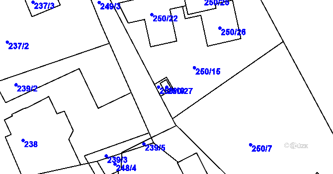 Parcela st. 250/27 v KÚ Kateřinky u Liberce, Katastrální mapa