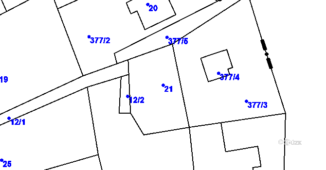 Parcela st. 21 v KÚ Rudolfov, Katastrální mapa