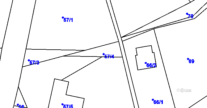 Parcela st. 57/4 v KÚ Rudolfov, Katastrální mapa