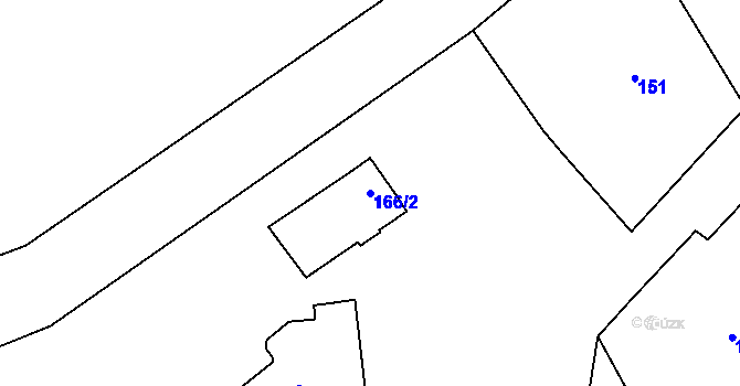 Parcela st. 166/2 v KÚ Rudolfov, Katastrální mapa