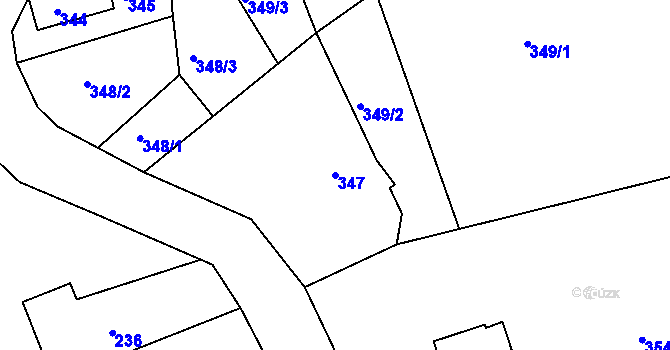 Parcela st. 347 v KÚ Rudolfov, Katastrální mapa