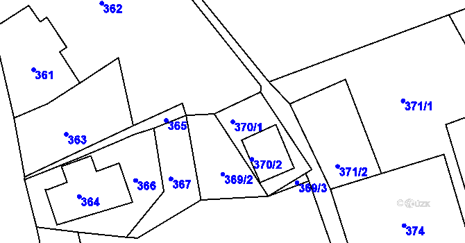 Parcela st. 370/1 v KÚ Rudolfov, Katastrální mapa