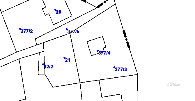 Parcela st. 377/4 v KÚ Rudolfov, Katastrální mapa