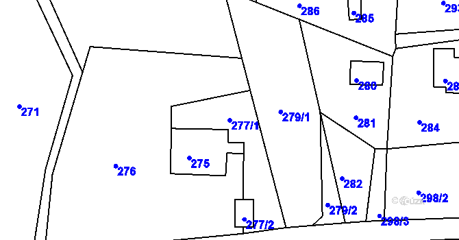 Parcela st. 277/1 v KÚ Rudolfov, Katastrální mapa