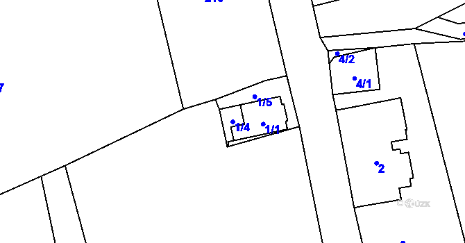 Parcela st. 1/4 v KÚ Rudolfov, Katastrální mapa