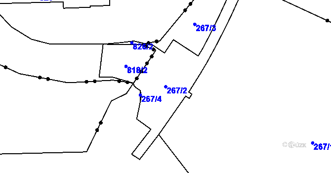 Parcela st. 267/2 v KÚ Rudolfov, Katastrální mapa