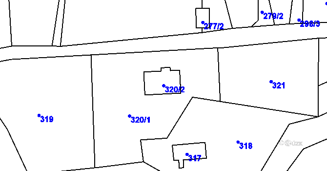 Parcela st. 320/2 v KÚ Rudolfov, Katastrální mapa