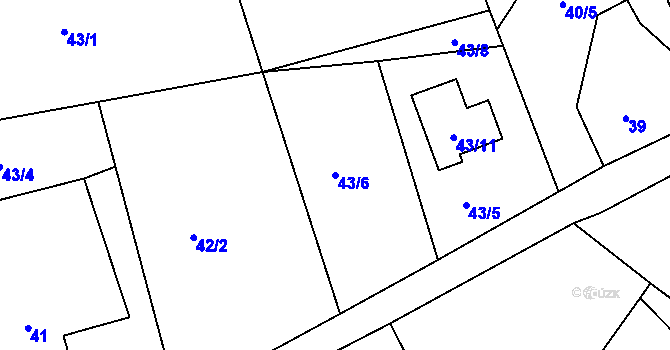 Parcela st. 43/6 v KÚ Horní Hanychov, Katastrální mapa