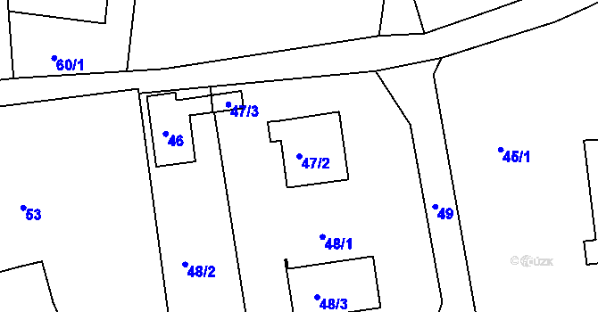 Parcela st. 47/2 v KÚ Horní Hanychov, Katastrální mapa