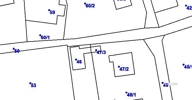 Parcela st. 47/3 v KÚ Horní Hanychov, Katastrální mapa