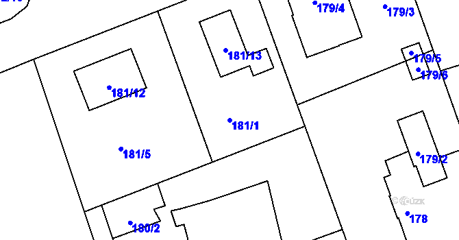 Parcela st. 181/1 v KÚ Horní Hanychov, Katastrální mapa