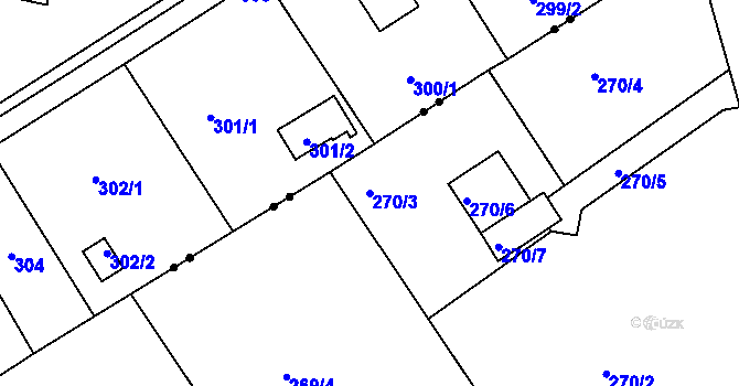 Parcela st. 270/3 v KÚ Horní Hanychov, Katastrální mapa