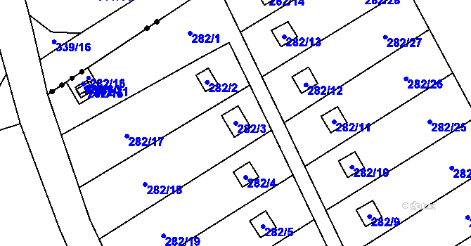 Parcela st. 282/3 v KÚ Horní Hanychov, Katastrální mapa