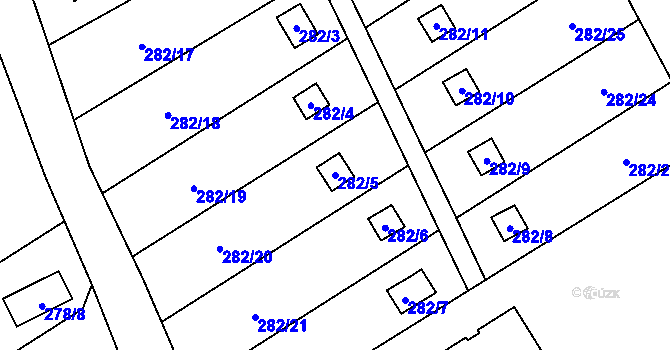 Parcela st. 282/5 v KÚ Horní Hanychov, Katastrální mapa