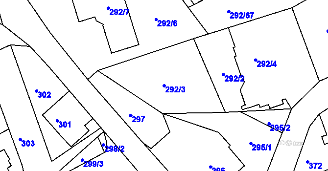 Parcela st. 292/3 v KÚ Horní Hanychov, Katastrální mapa