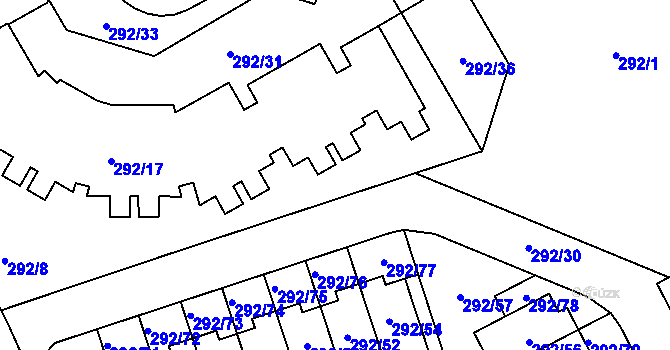 Parcela st. 292/13 v KÚ Horní Hanychov, Katastrální mapa