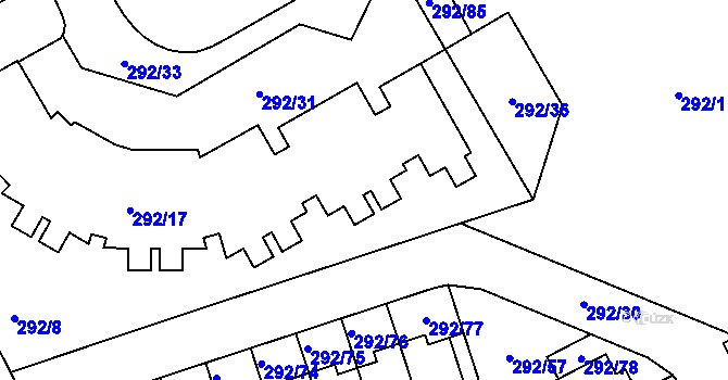 Parcela st. 292/19 v KÚ Horní Hanychov, Katastrální mapa