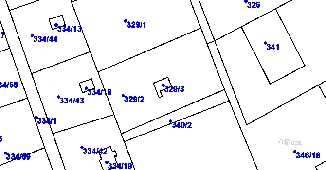 Parcela st. 329/3 v KÚ Horní Hanychov, Katastrální mapa