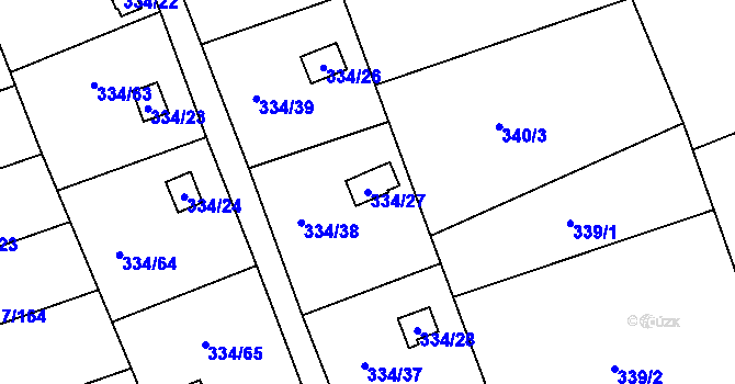 Parcela st. 334/27 v KÚ Horní Hanychov, Katastrální mapa