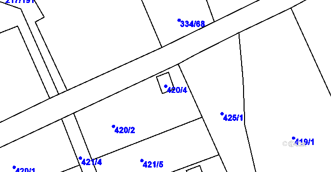Parcela st. 420/4 v KÚ Horní Hanychov, Katastrální mapa