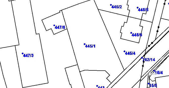 Parcela st. 445/1 v KÚ Horní Hanychov, Katastrální mapa