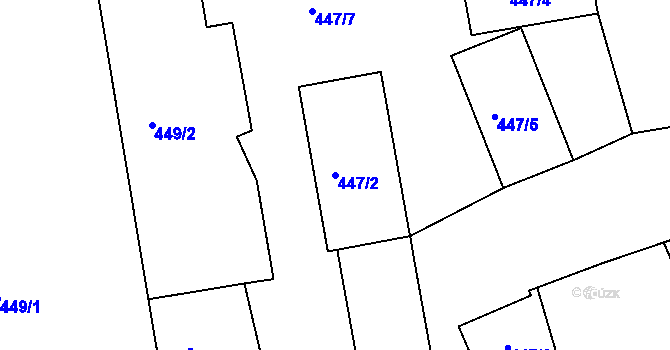 Parcela st. 447/2 v KÚ Horní Hanychov, Katastrální mapa