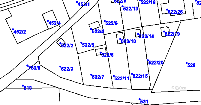Parcela st. 522/6 v KÚ Horní Hanychov, Katastrální mapa